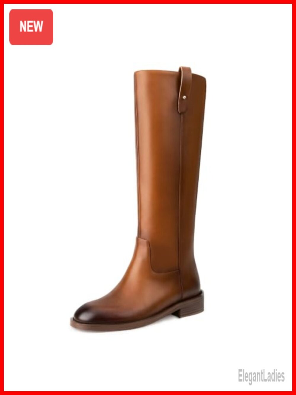 Women's Knee High Boots Low Block Heel Pull On Faux Leather Tall Boots